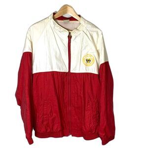 Vintage 80s The Victor White Red Colorblock “PLM Concrete” Windbreaker Size XXL